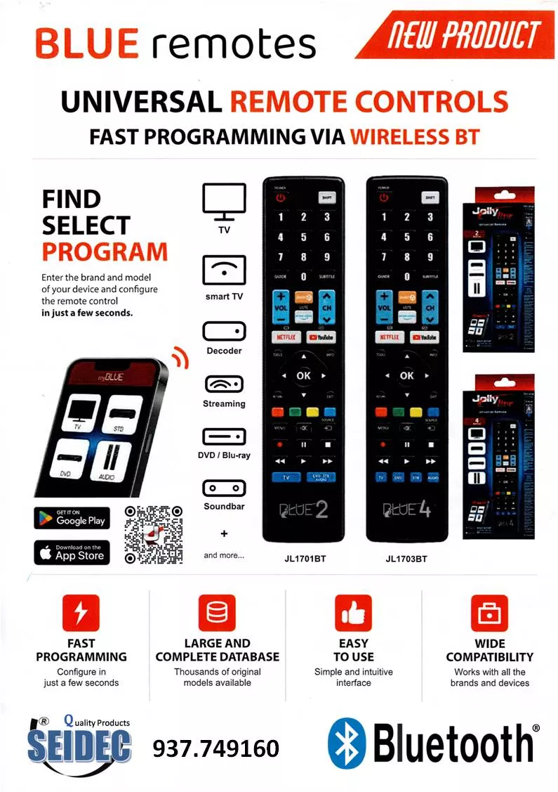 Mando BLUE2 Programable Via Wireless Bluetooth JL1701BT