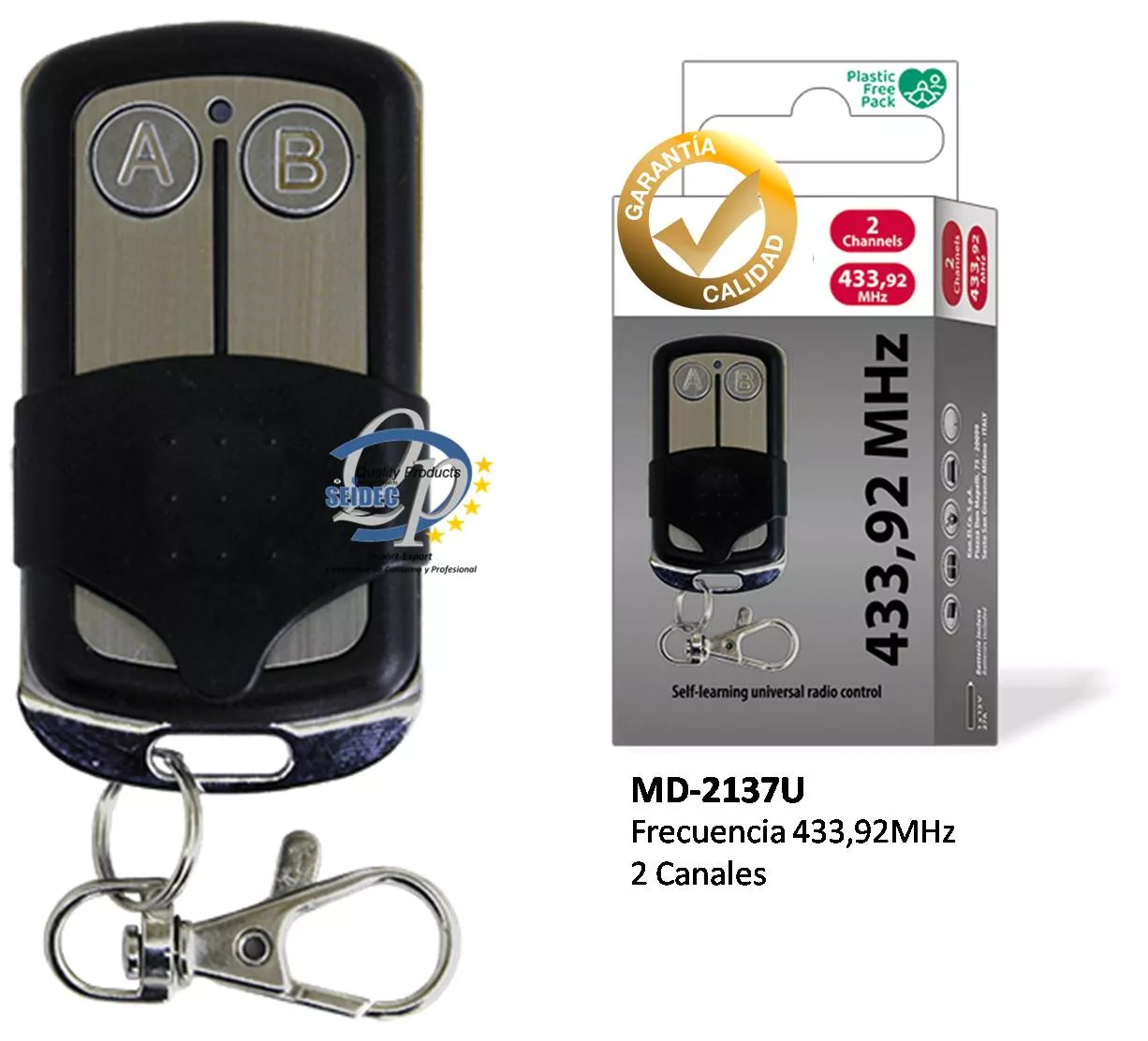 Mando para Garaje 2 Canales a 433.92MHz
