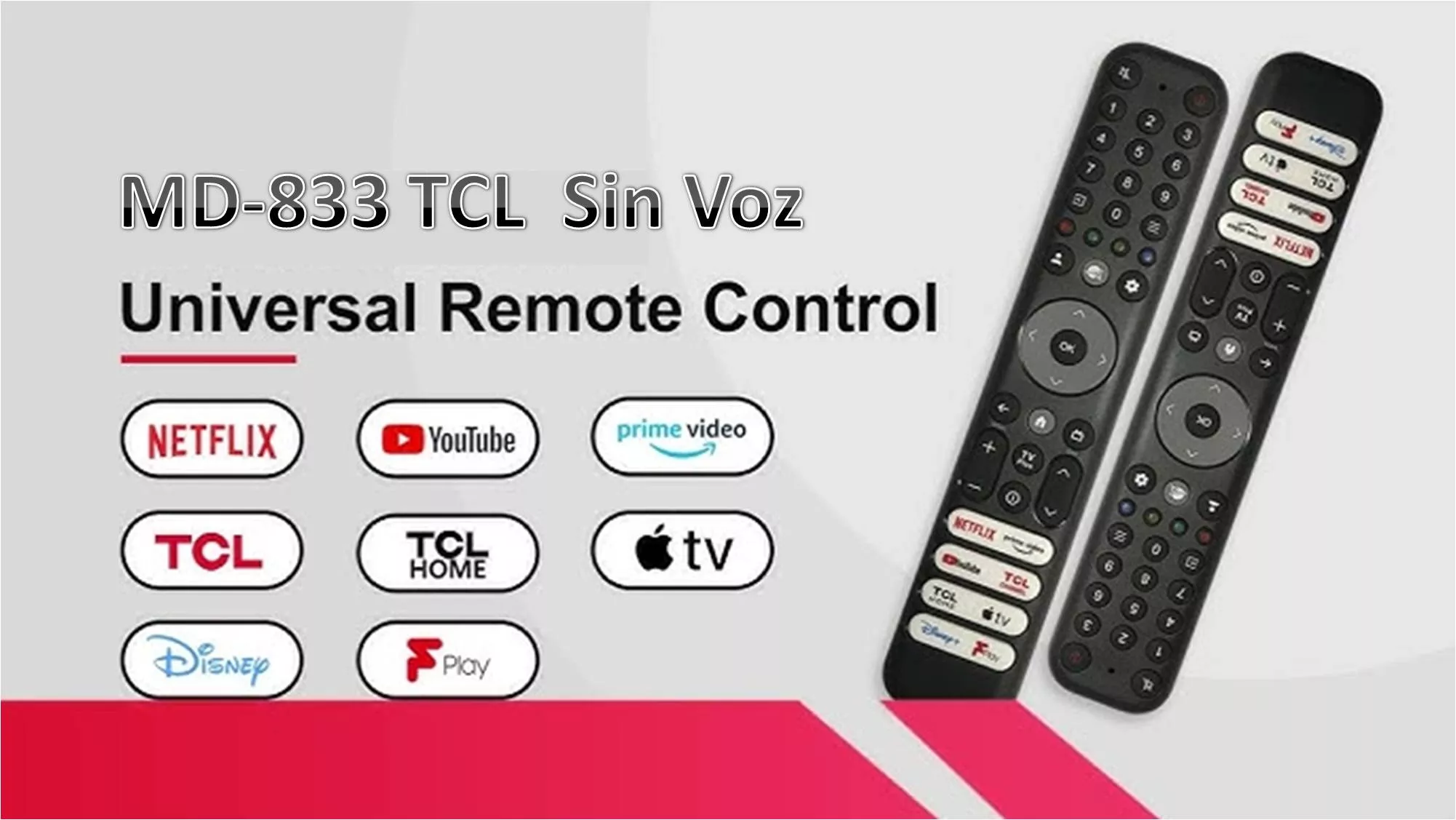 Mando Universal TV TCL RC833 Sin VOZ