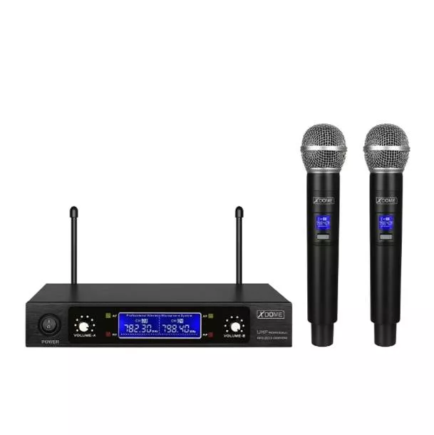 Microfono Inalambrico doble UHF 614-606MHz