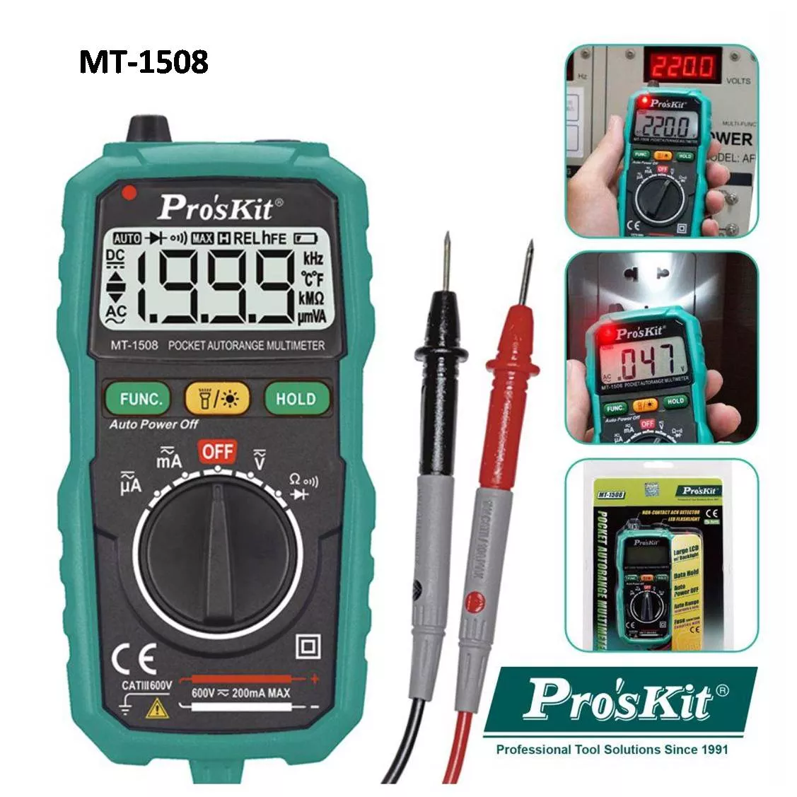 Multimetro digital automatico PROSKIT MT-1508