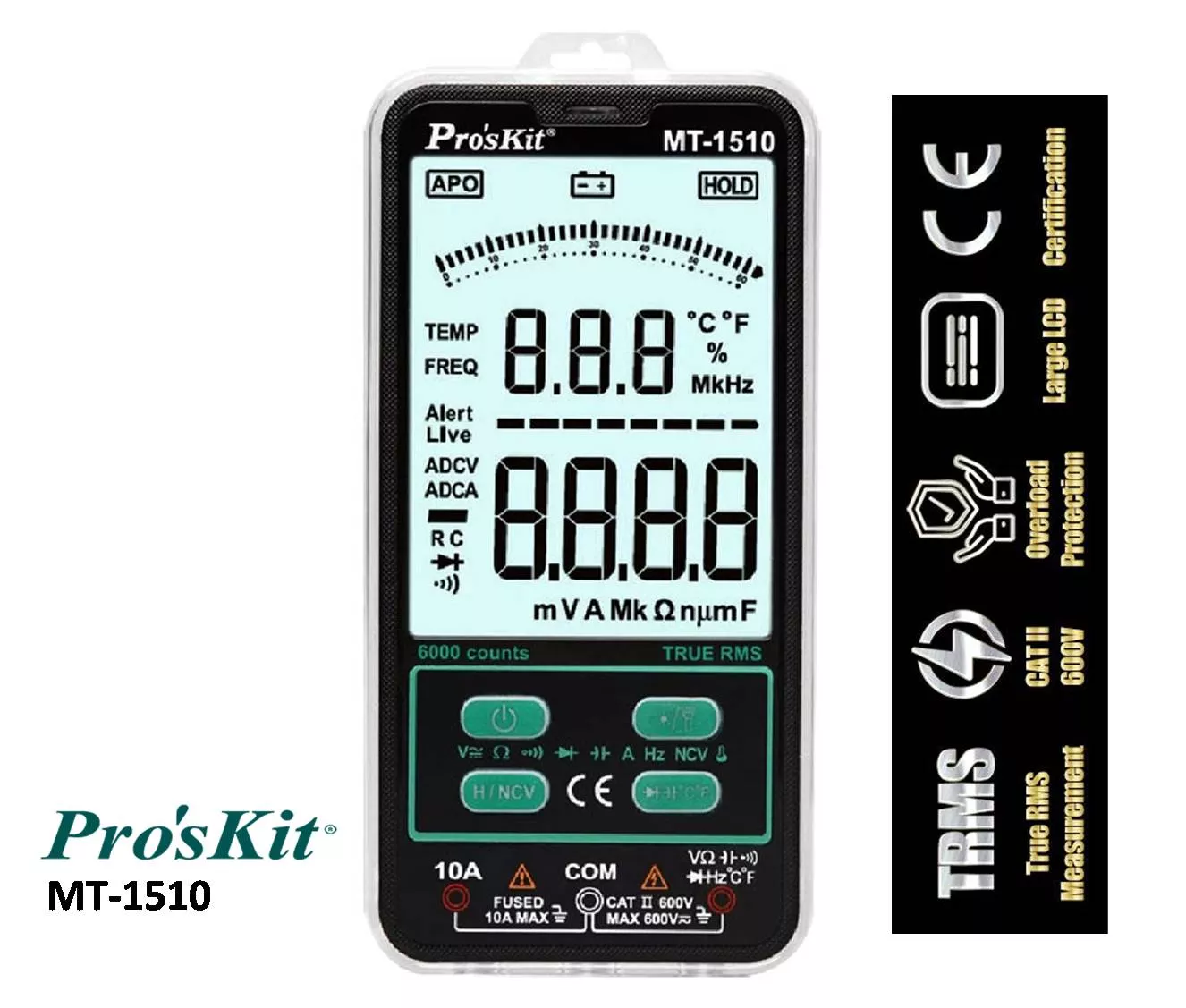 Multimetro digital TRUE RMS PROSKIT MT-1510