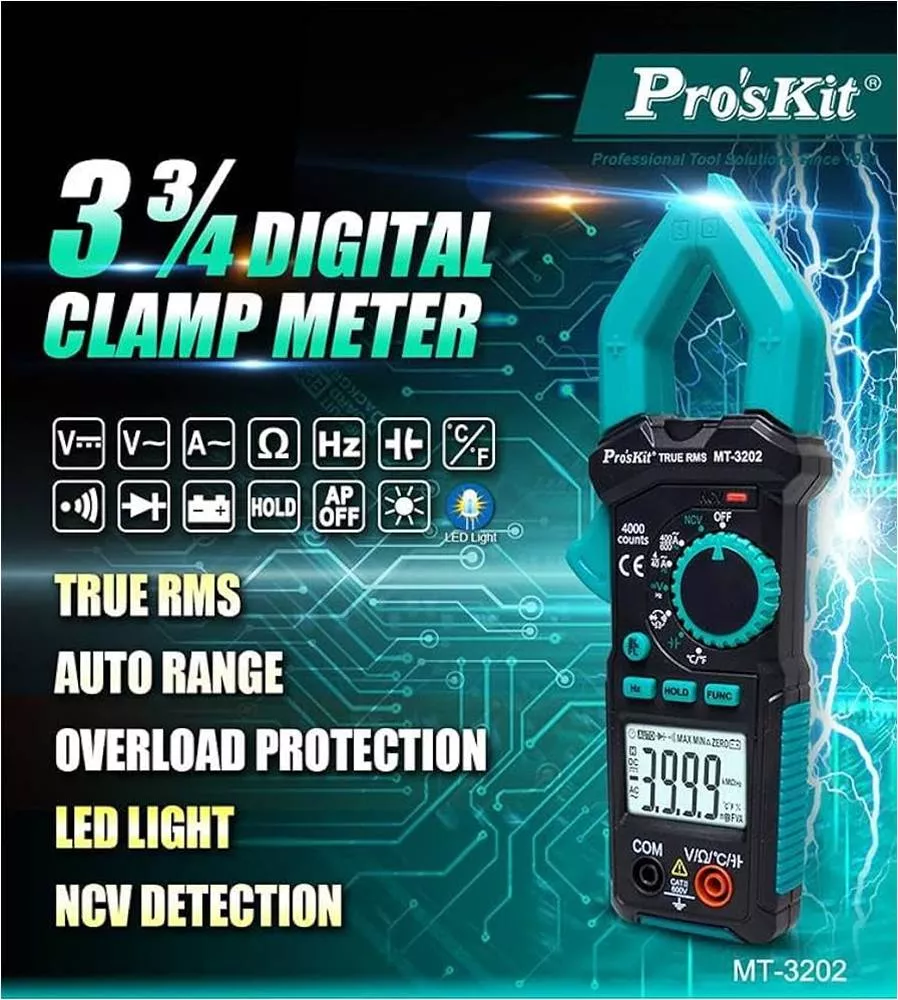Pinza Amperimetra Multifuncion TRUE-RMS Proskit MT-3202