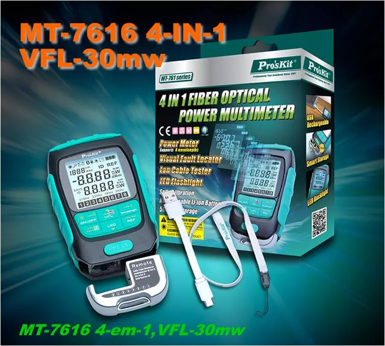 Mult&iacute;metro para Fibra &oacute;ptica PROSKIT MT-7616 30mW