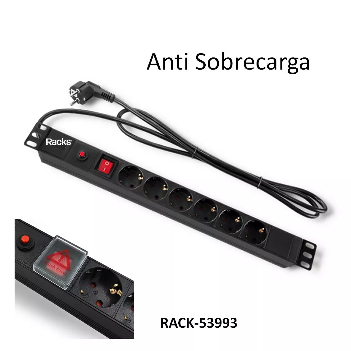 Regleta con 6 salidas Schuko para Rack de 19" Con Proteccion