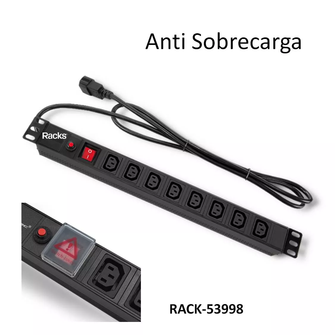 Regleta con 8 salidas PDU para Rack de 19"