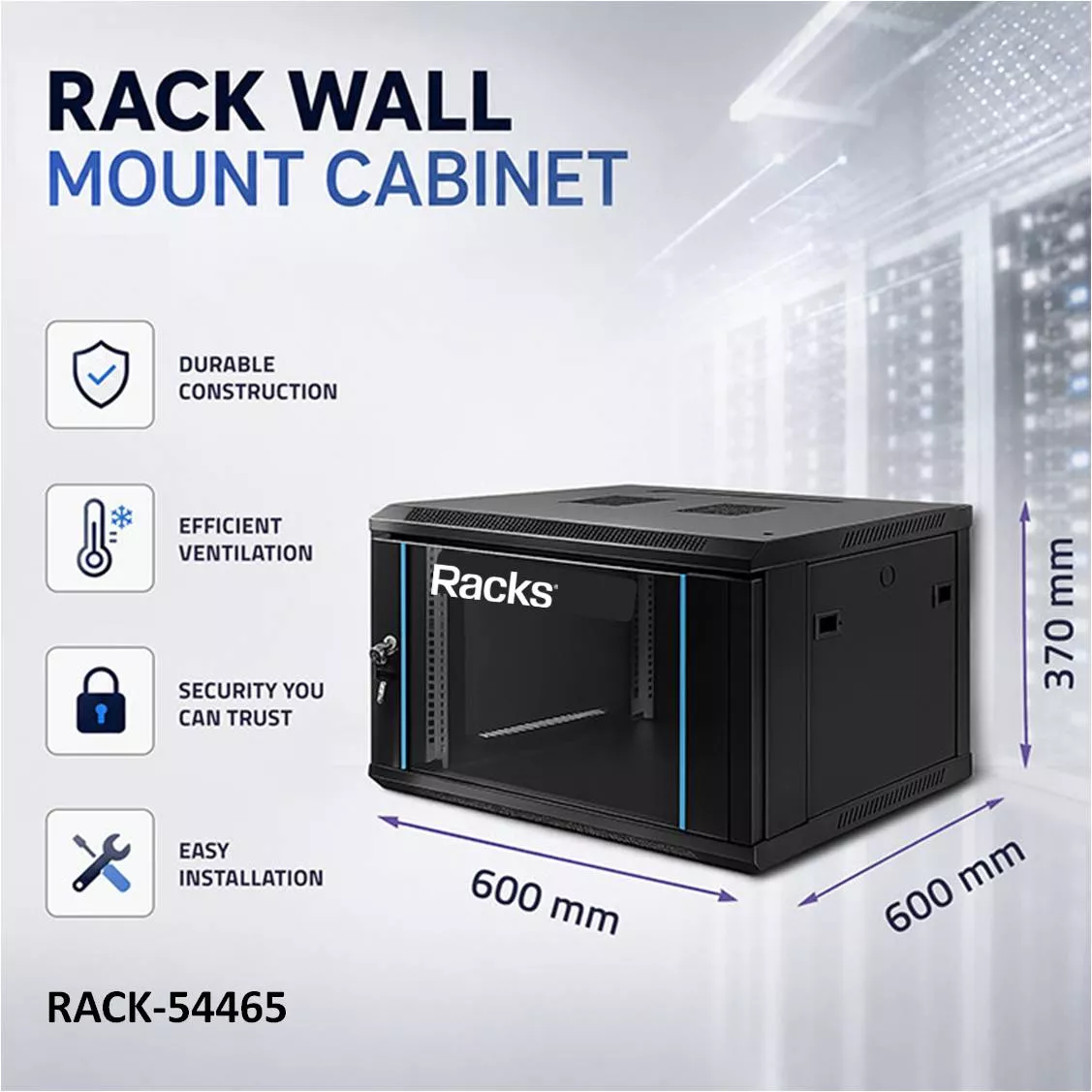 Armario Rack de pared 19" 6U 600x600x370mm