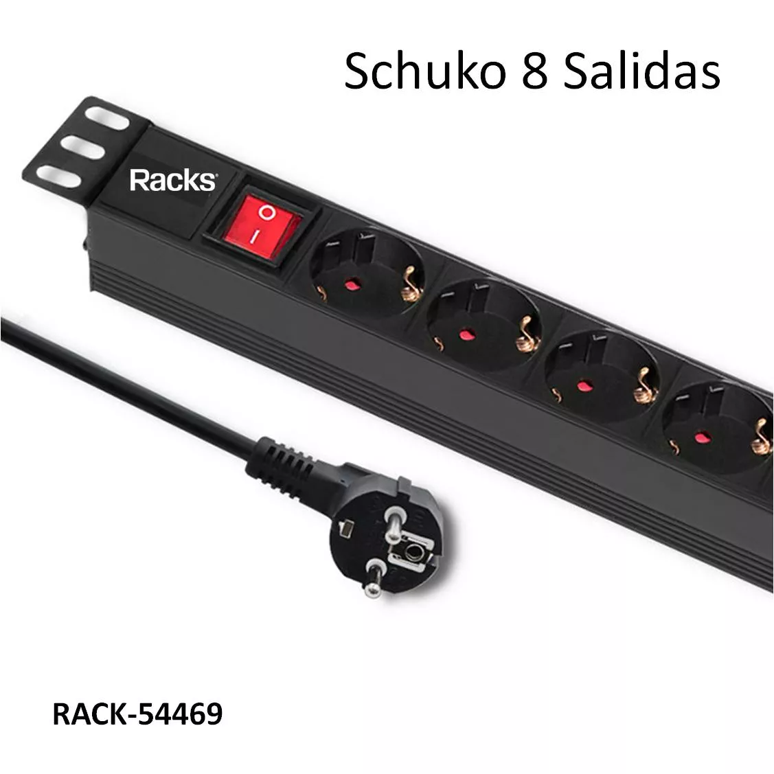 Regleta con 8 salidas Schuko para Rack de 19"