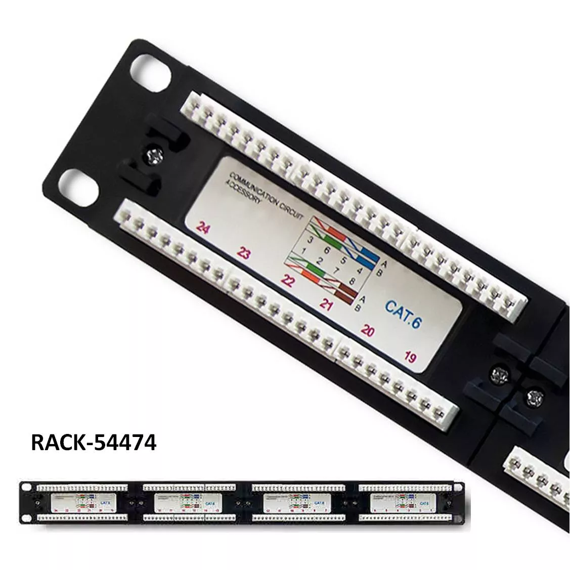 Panel con 24 puertos RJ45 CAT6 UTP