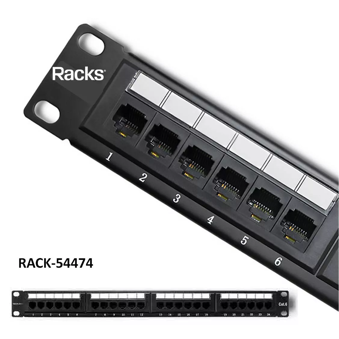 Panel con 24 puertos RJ45 CAT6 UTP