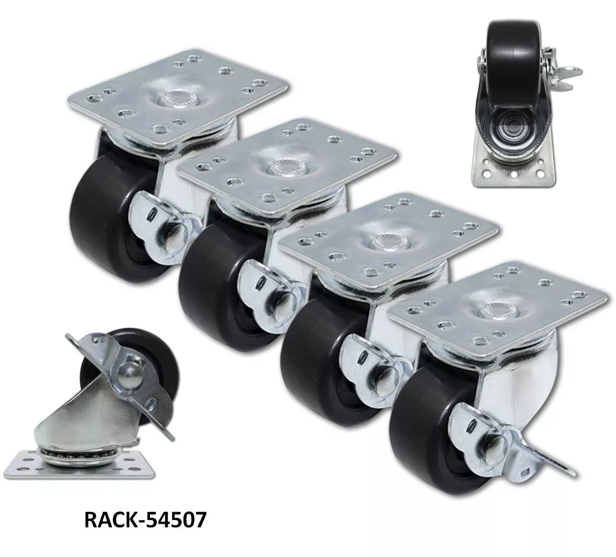 Juego de 4 ruedas para armarios RACKS 19" con freno