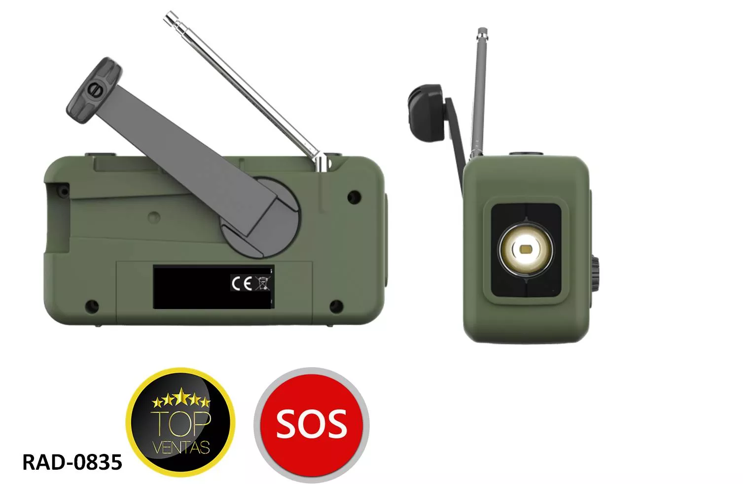 Radio Emergencia SOS Solar con Dinamo Bateria 2000mA
