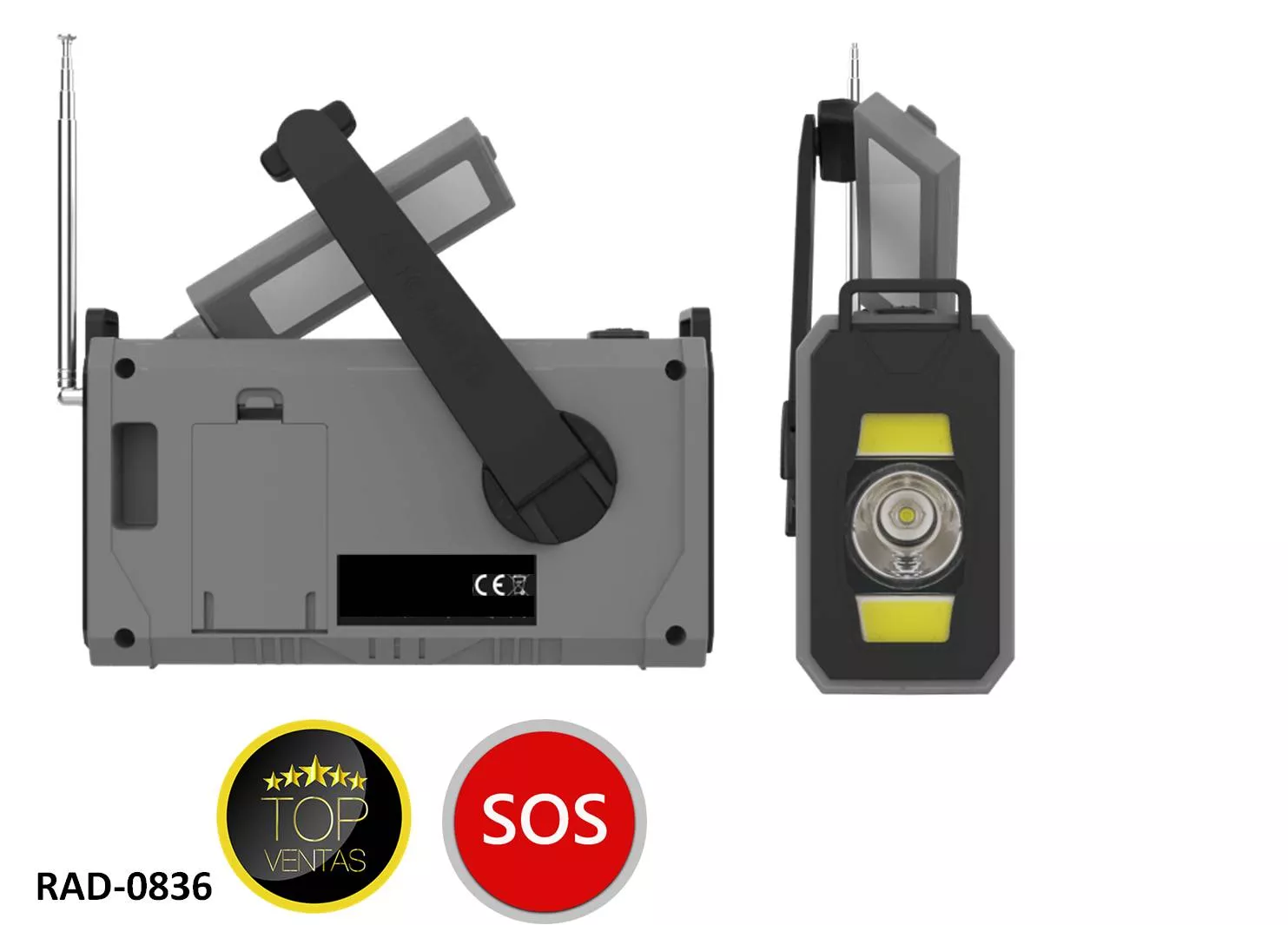 Radio Emergencia SOS Solar con Dinamo Bateria 10000mA