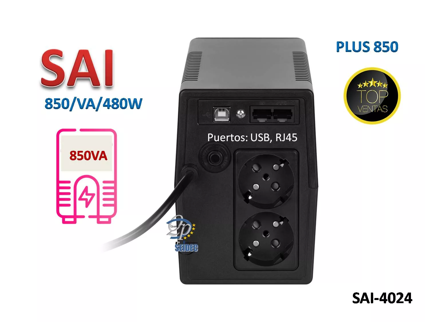 SAI UPS 850VA 480W Con Pantalla LCD
