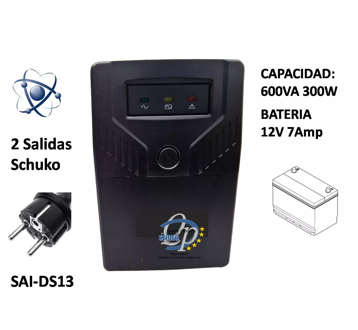 SAI UPS 600VA 350Wts 7AH