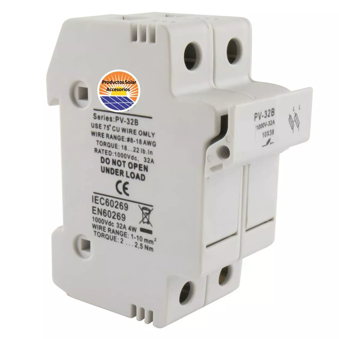 Portafusibles solar DC 2P 1500V 32A