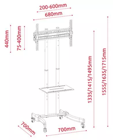 Soporte TV Trolley de 37 a 70" Con Bandeja