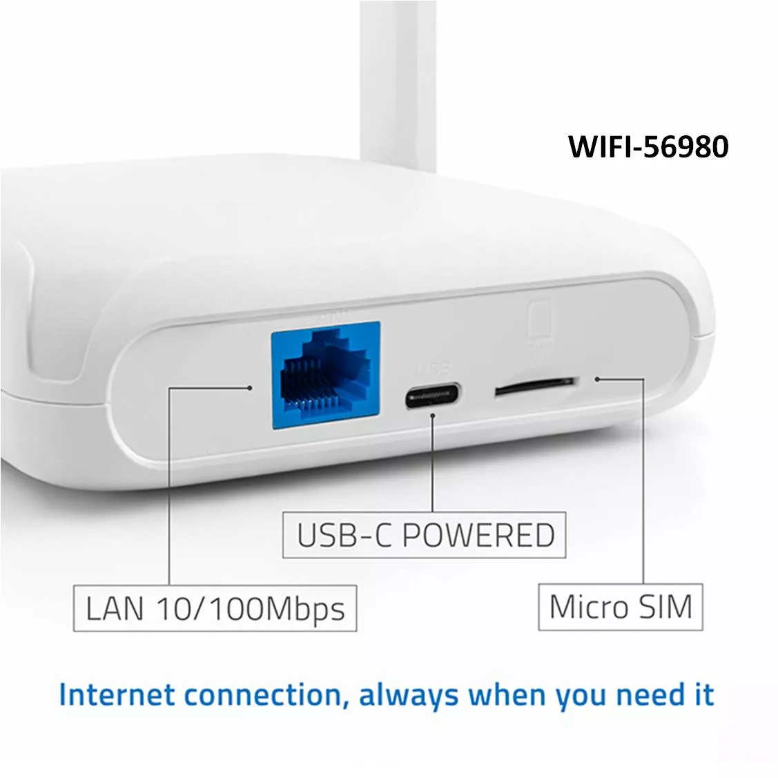 Router 4G LTE WiFi 6 Antena dual USB-C Micro SIM
