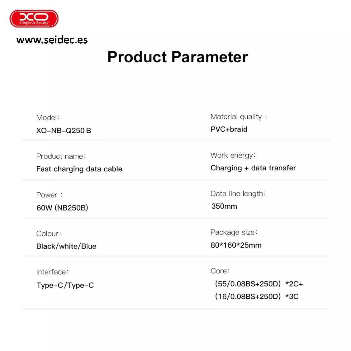 Cable para Telefonos XO-NB-Q250 Tipo C
